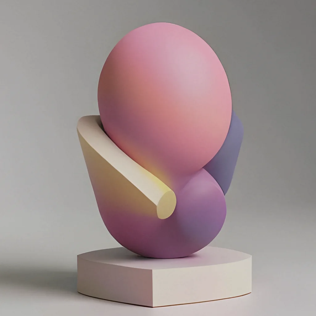 AI-generated glossy 3D sculpture in a pink and violet gradient, made on-device