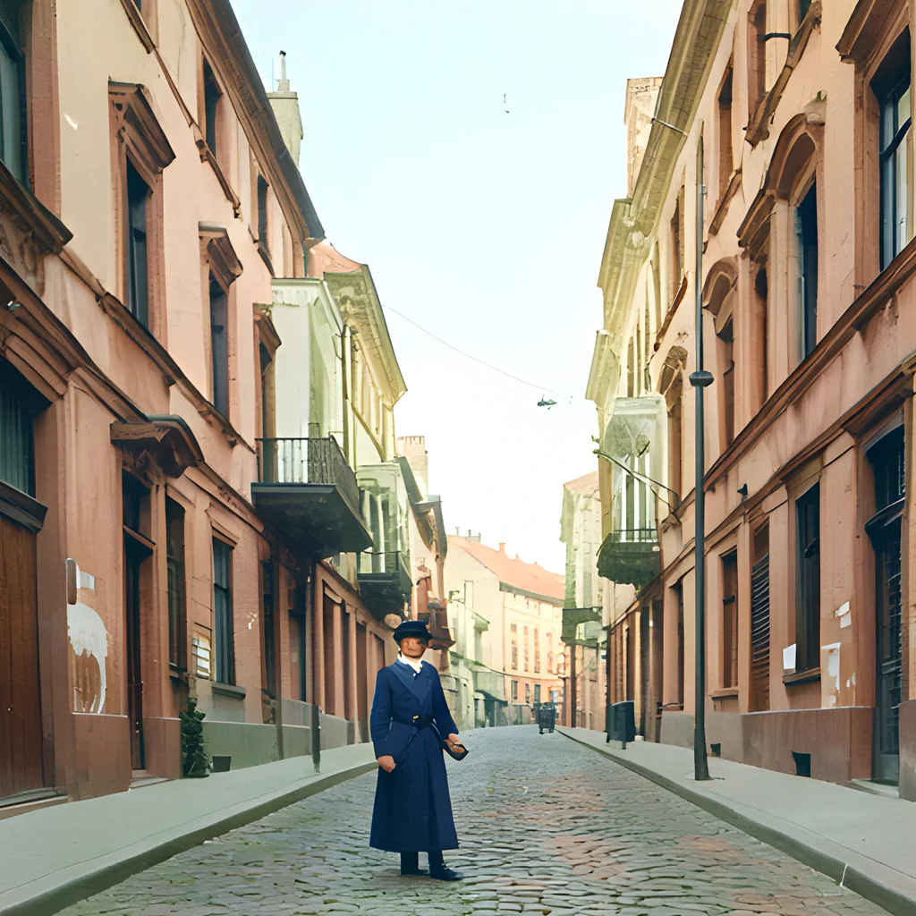 Vintage street photo colorized with one tap
